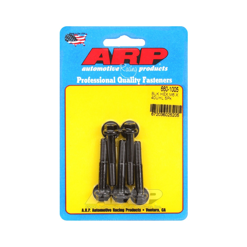 Parafusaria universal ARP M6 x 1,00 - Hexagonais com acabamento em óxido preto x5Array