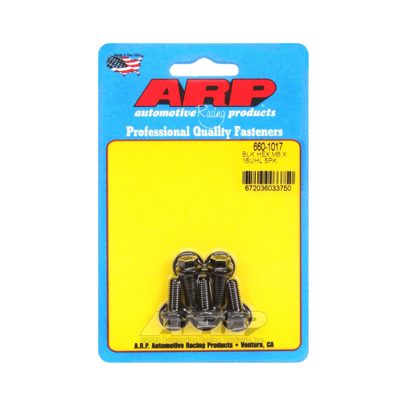 ARP Tornillo Universal M6 x 1.00 - Negro Oxyde Hex x5Array