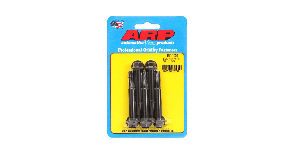Parafuso universal ARP M8 x 1,25 - Oxyde preto hexagonal x5