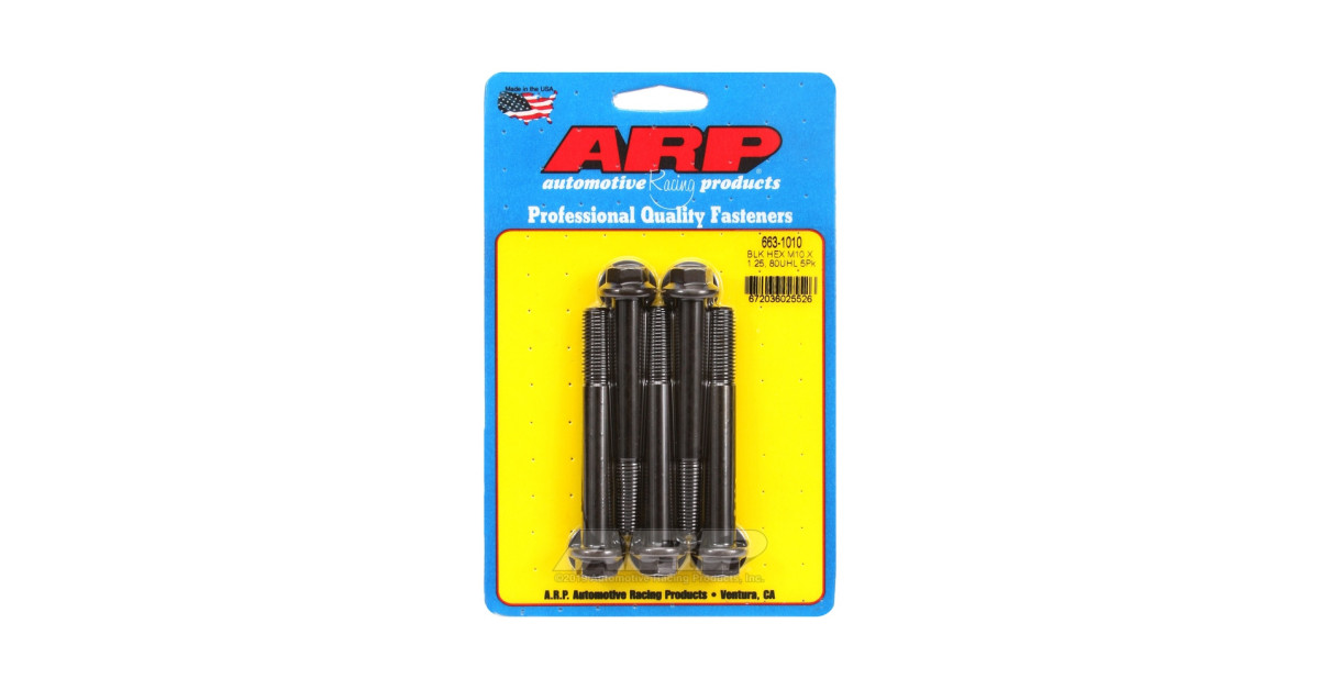 Perno universal ARP M10 x 1,25 - Negro Oxyde Hex x5