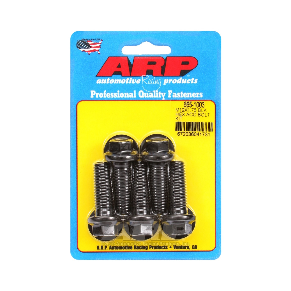 Perno universal ARP M12 x 1,75 - Oxyde negro hexagonal x5Array