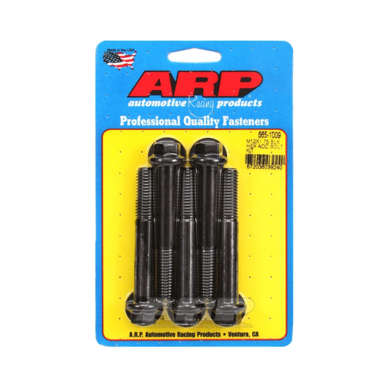 Perno universal ARP M12 x 1,75 - Oxyde negro hexagonal x5Array
