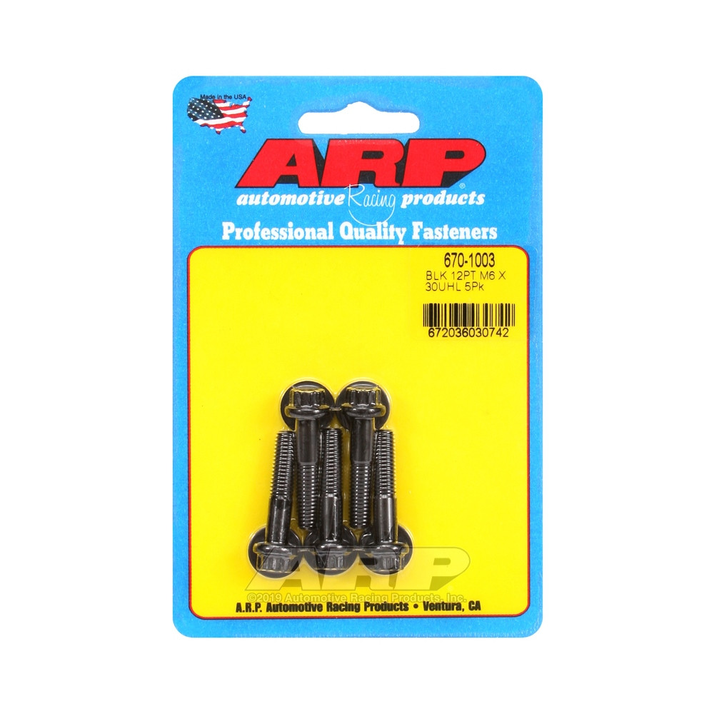 Perno Universal ARP M6 x 1.00 - Negro Oxyde 12 Pts x5Array