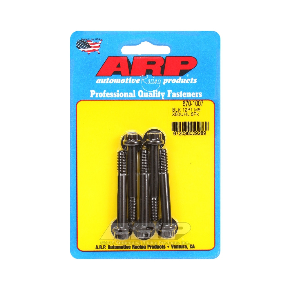Perno Universal ARP M6 x 1.00 - Negro Oxyde 12 Pts x5Array