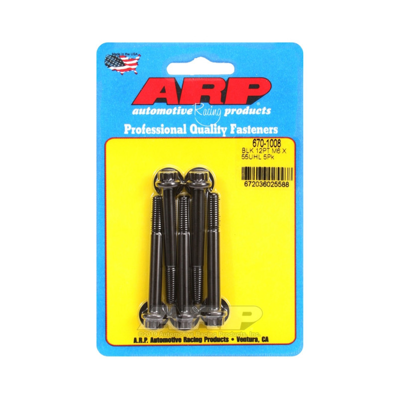 Perno Universal ARP M6 x 1.00 - Negro Oxyde 12 Pts x5Array