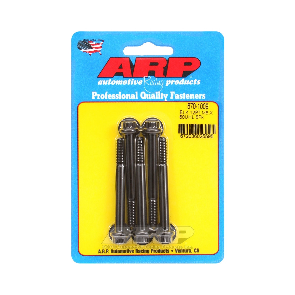 Perno Universal ARP M6 x 1.00 - Negro Oxyde 12 Pts x5Array