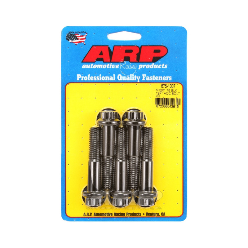 Perno Universal ARP M12 x 1.75 - Negro Oxyde 12 Pts x5Array