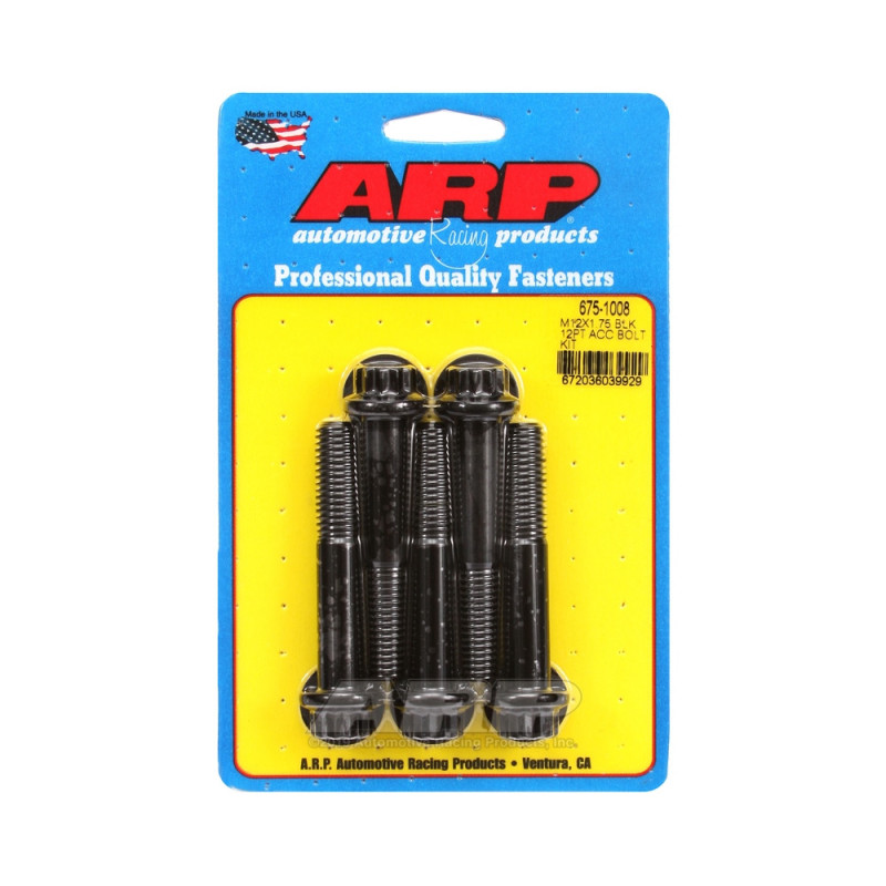 Perno Universal ARP M12 x 1.75 - Negro Oxyde 12 Pts x5Array