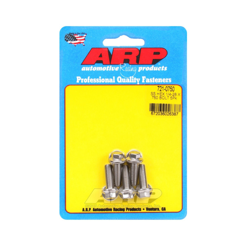 Parafusaria universal ARP 1/4-28 - Aço inoxidável, cabeça sextavada, 5 unidadesArray