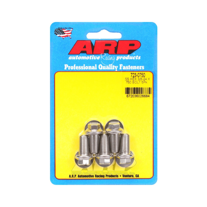 ARP Tornillo universal cabeza pequeña 3/8-24 - Acero inoxidable hexagonal x5Array