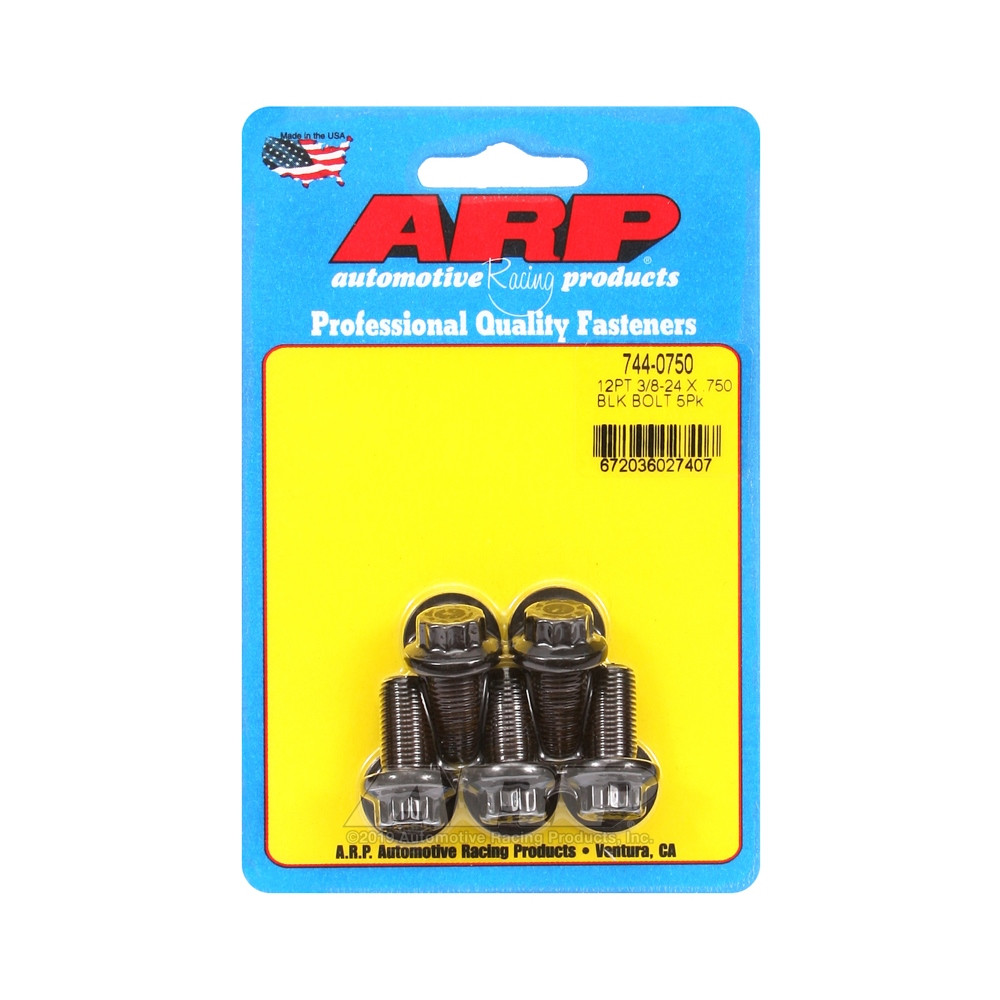 Parafusos universais ARP com cabeça STD 3/8-24 - Oxido Preto, 12 pontas x 5Array