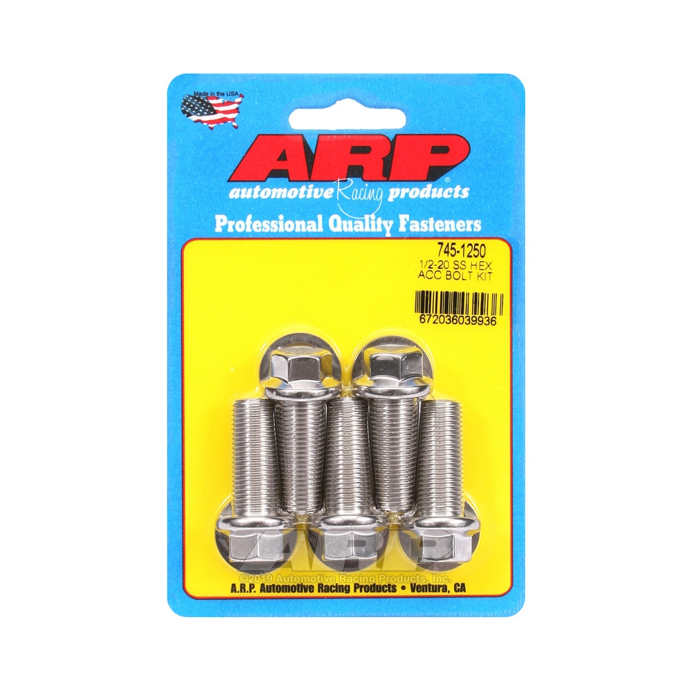 Parafusos universais ARP 1/2-20 - Aço inoxidável, cabeça sextavada, 5 unidadesArray