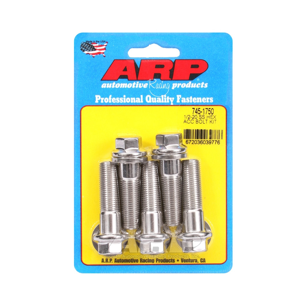 Parafusos universais ARP 1/2-20 - Aço inoxidável, cabeça sextavada, x5Array