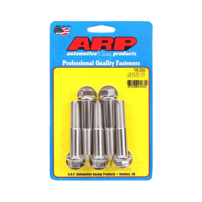 Parafusos universais ARP 1/2-20 - Aço inoxidável, cabeça sextavada, x5Array