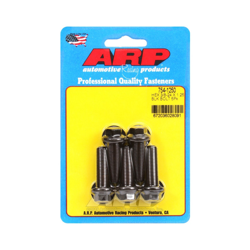 ARP Parafuso de cabeça universal STD 3/8-24 - Óxido preto Hex x5Array