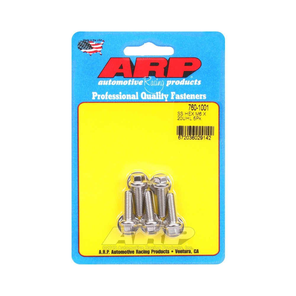 Parafusos universais ARP M6 x 1,00 - Aço inoxidável, cabeça sextavada, 5 unidadesArray