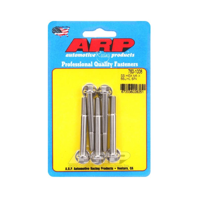 Parafusos universais ARP M6 x 1,00 - Aço inoxidável, cabeça sextavada, 5 unidadesArray
