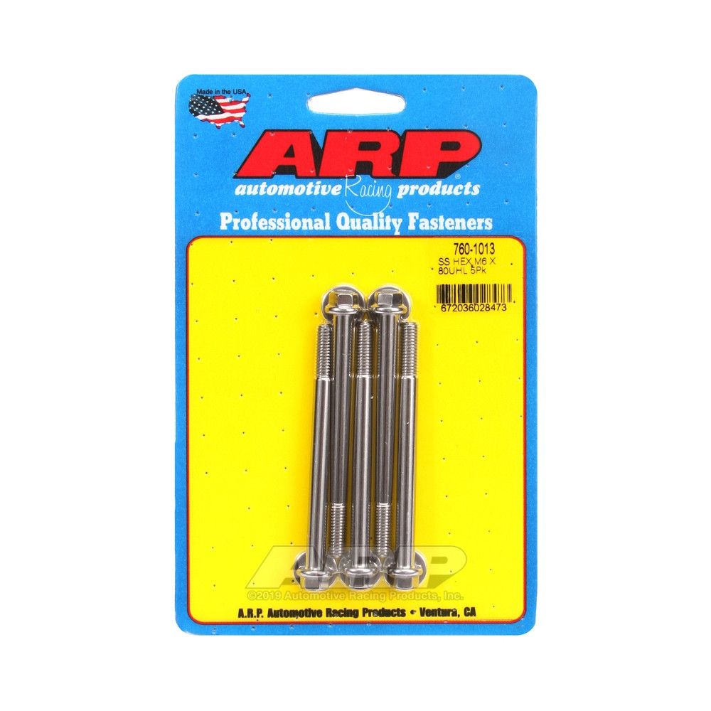 Parafusos universais ARP M6 x 1,00 - Aço inoxidável, cabeça sextavada, 5 unidadesArray