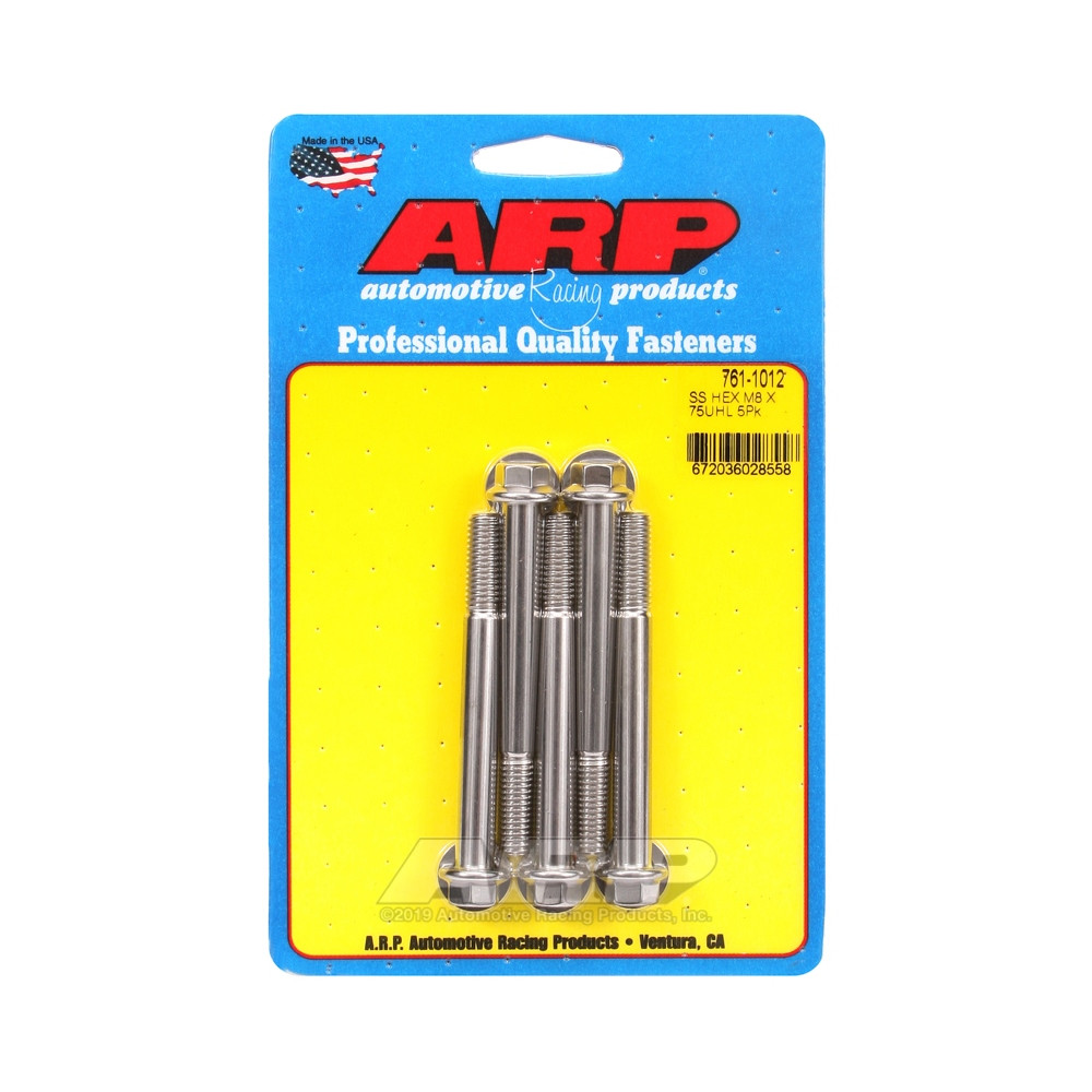 Parafusos universais ARP M8 x 1,25 - Aço inoxidável, cabeça sextavada, 5 unidadesArray