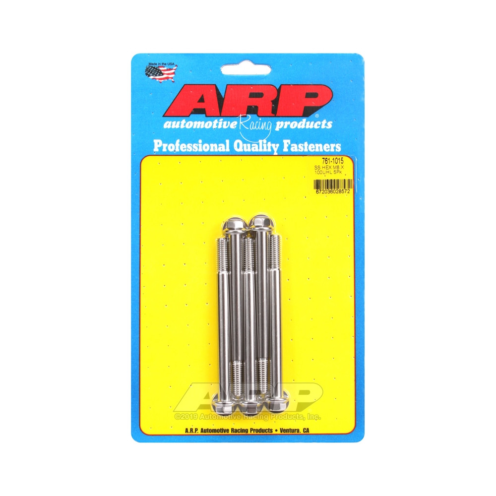 Parafusos universais ARP M8 x 1,25 - Aço inoxidável, cabeça sextavada, 5 unidadesArray