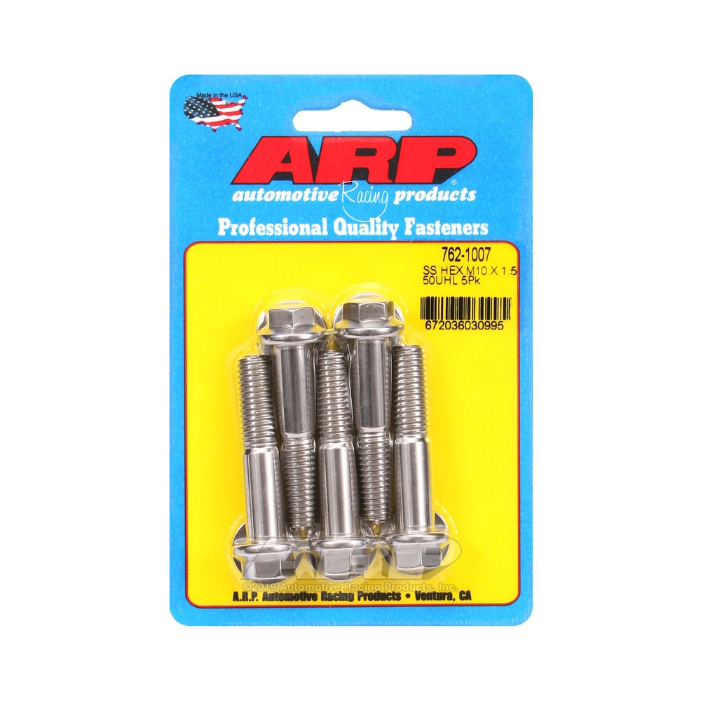 Parafusos universais ARP M10 x 1,50 - Aço inoxidável, cabeça hexagonal, 5 unidadesArray