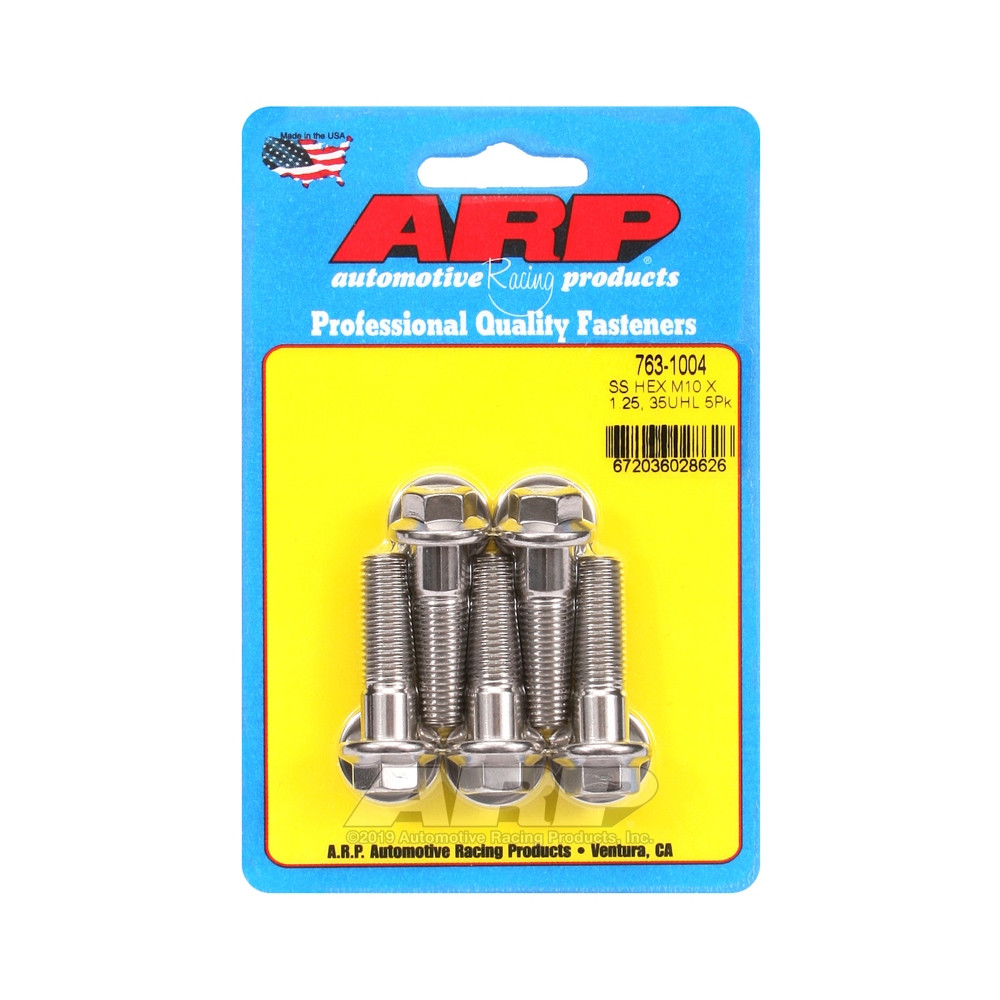 Parafusos universais ARP M10 x 1,25 - Aço inoxidável, cabeça sextavada, 5 unidadesArray