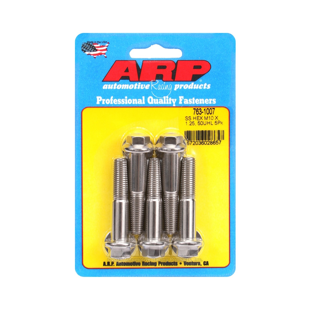 Parafusos universais ARP M10 x 1,25 - Aço inoxidável, cabeça sextavada, 5 unidadesArray