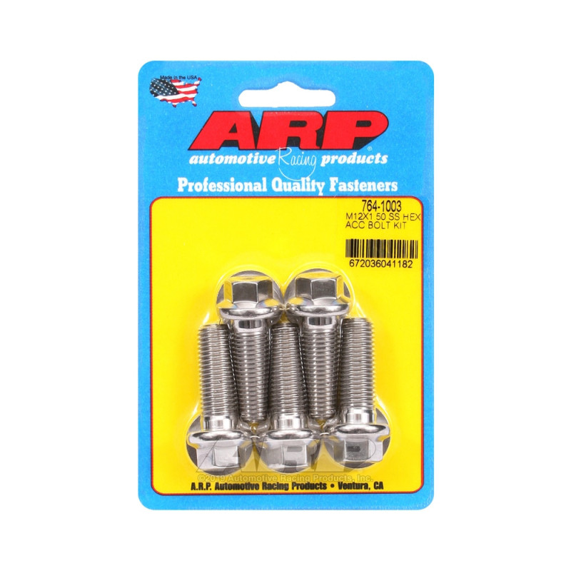 Parafusos universais ARP M12 x 1,50 - Aço inoxidável, cabeça sextavada x5Array