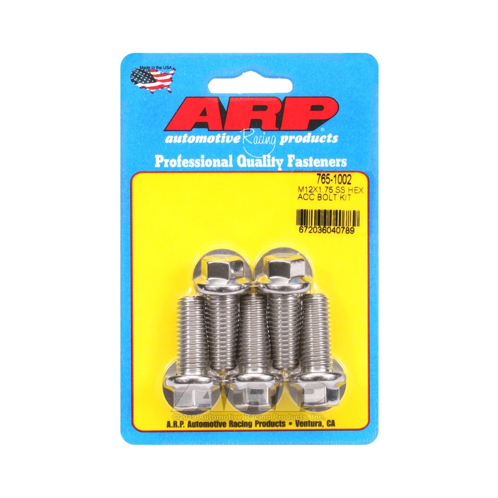 Parafusos universais ARP M12 x 1,75 - Aço inoxidável, cabeça hexagonal, x5Array