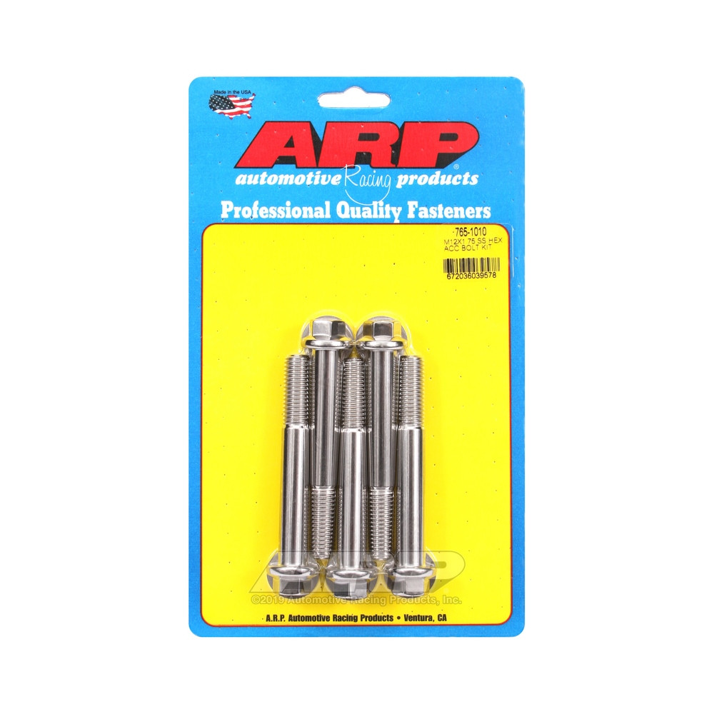 Parafusos universais ARP M12 x 1,75 - Aço inoxidável, cabeça hexagonal, x5Array