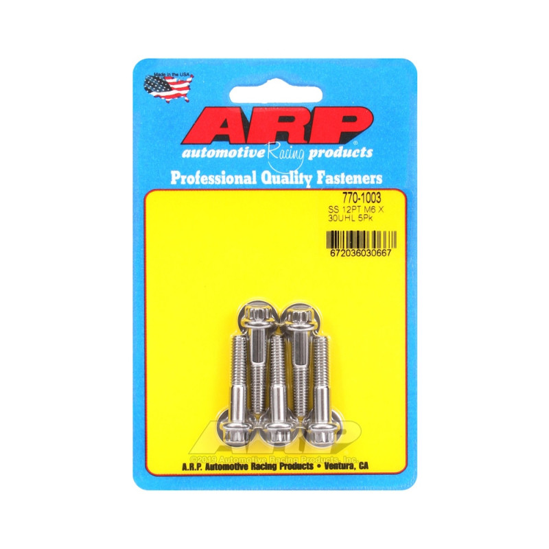 Parafusos universais ARP M6 x 1,00 - Aço inoxidável, 12 pontas, 5 unidadesArray