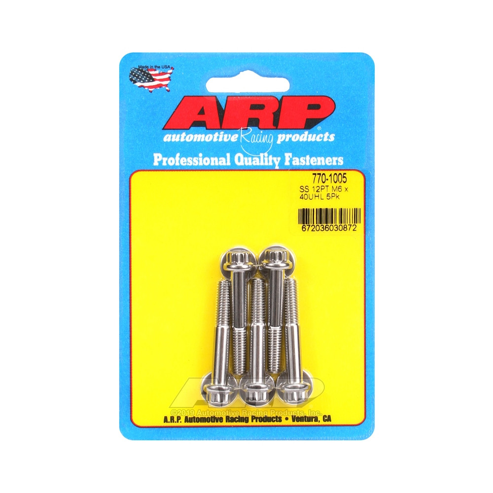 Parafusos universais ARP M6 x 1,00 - Aço inoxidável, 12 pontas, 5 unidadesArray