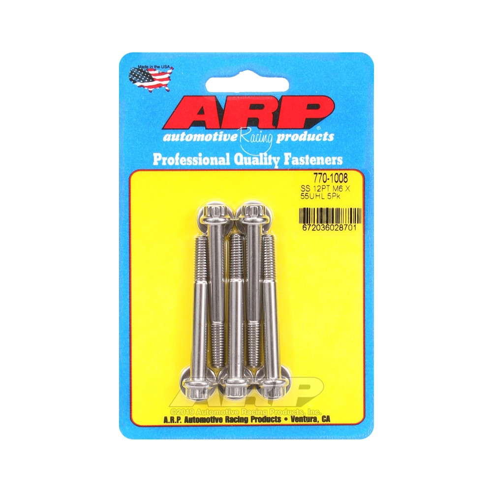 Parafusos universais ARP M6 x 1,00 - Aço inoxidável, 12 pontas, 5 unidadesArray