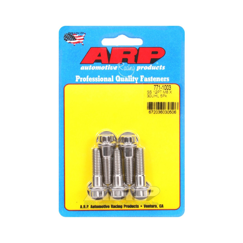 Parafusos universais ARP M8 x 1,25 - Aço inoxidável, 12 pontos, x5Array