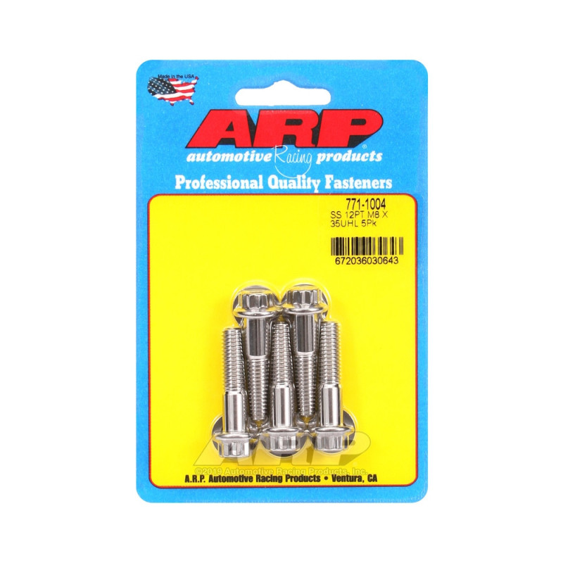 Parafusos universais ARP M8 x 1,25 - Aço inoxidável, 12 pontos, x5Array