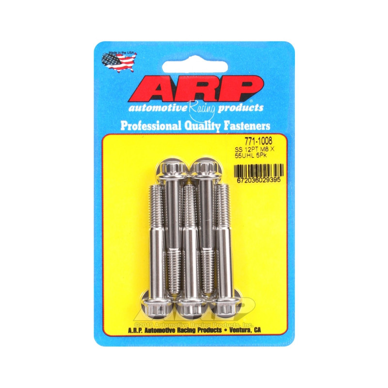 Parafuso Universal ARP M8 x 1,25 - Aço Inoxidável 12 Pts x5Array