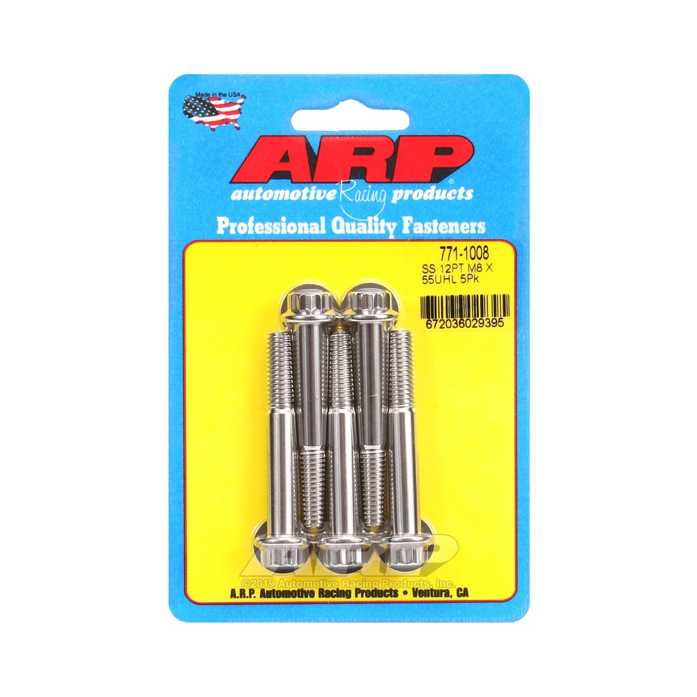 Parafuso Universal ARP M8 x 1,25 - Aço Inoxidável 12 Pts x5Array