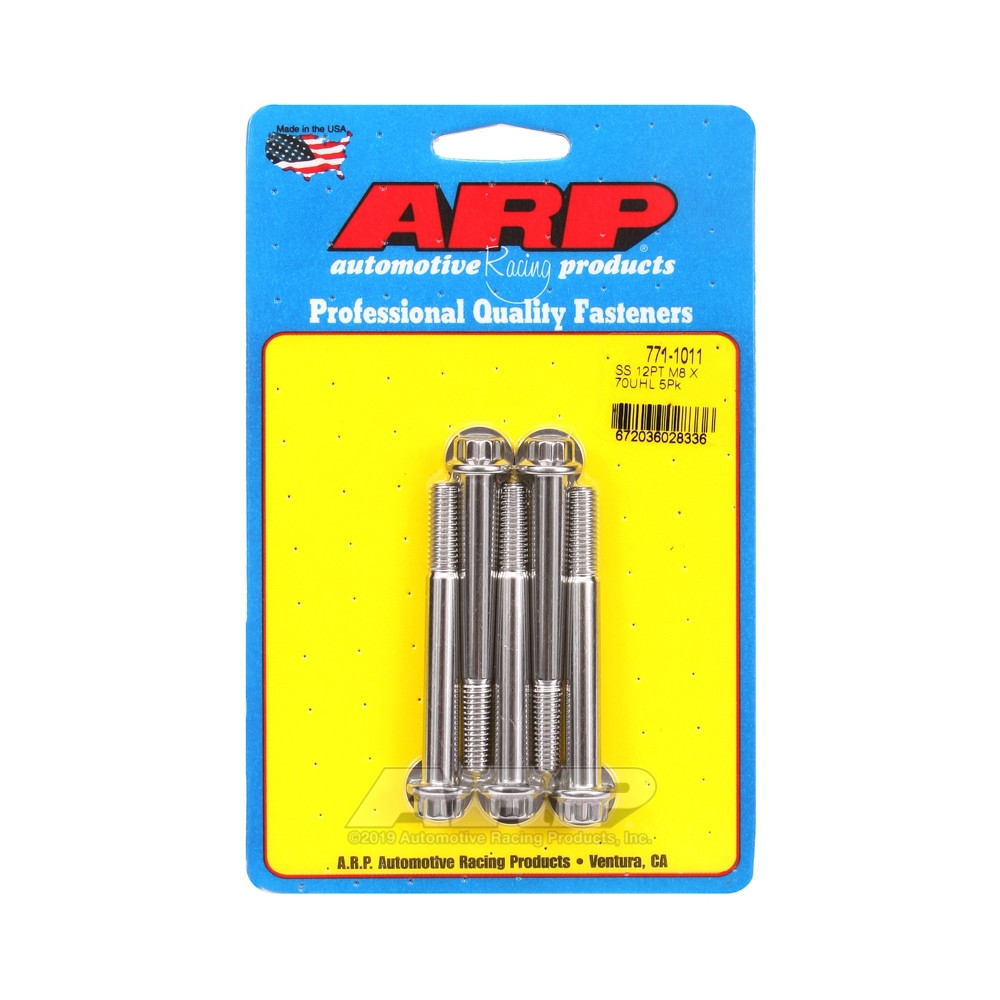 Parafuso Universal ARP M8 x 1,25 - Aço Inoxidável 12 Pts x5Array