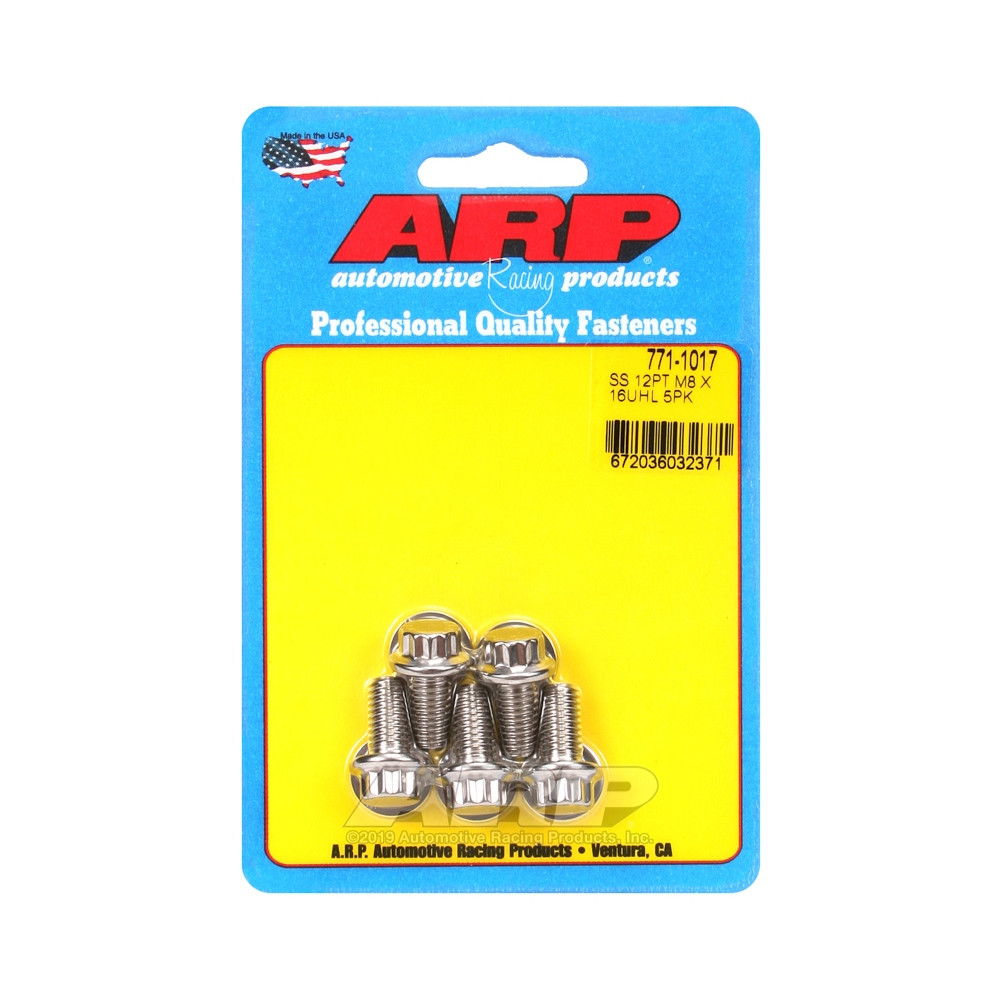 Parafuso Universal ARP M8 x 1,25 - Aço Inoxidável 12 Pts x5Array