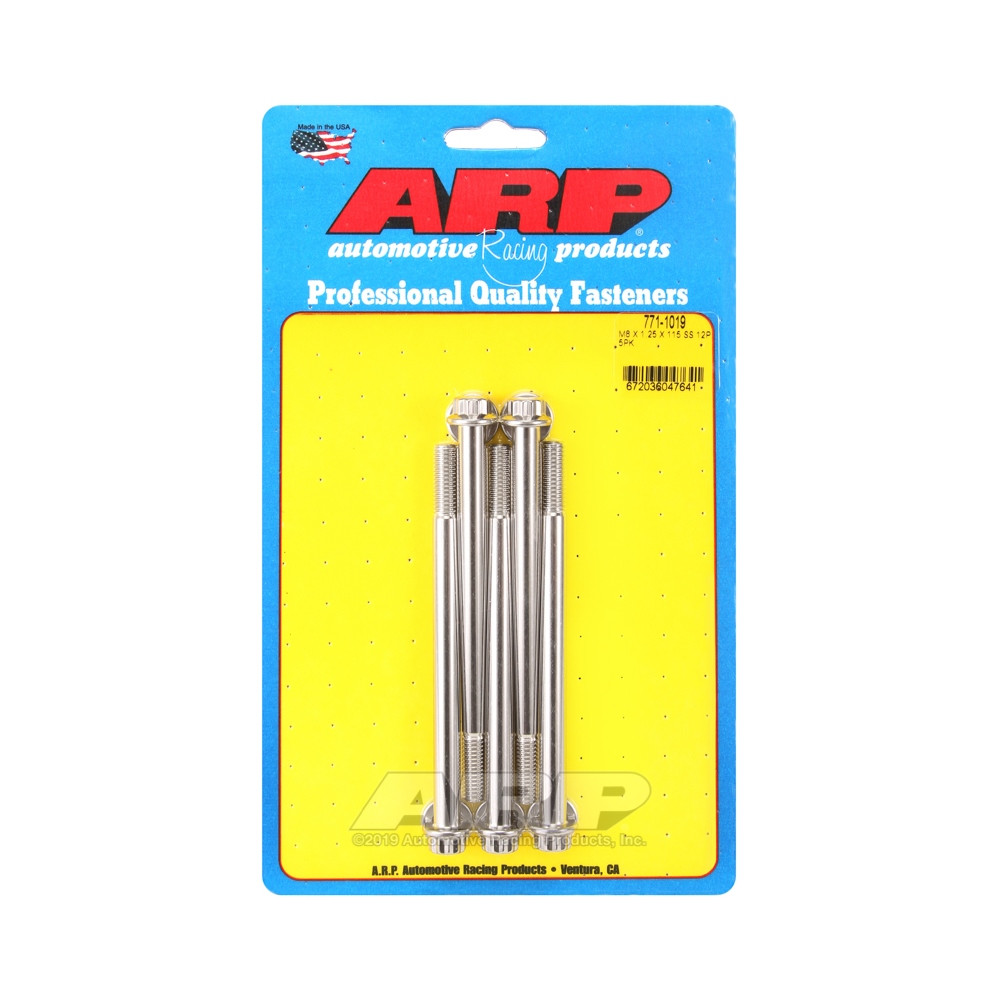 Parafuso Universal ARP M8 x 1,25 - Aço Inoxidável 12 Pts x5Array