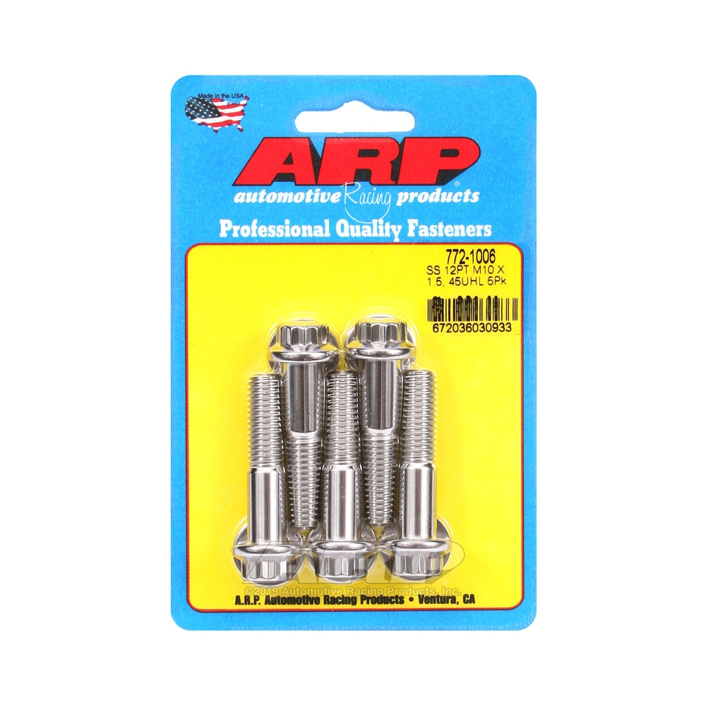 Parafuso Universal ARP M10 x 1.50 - Aço Inoxidável 12 Pts x5Array