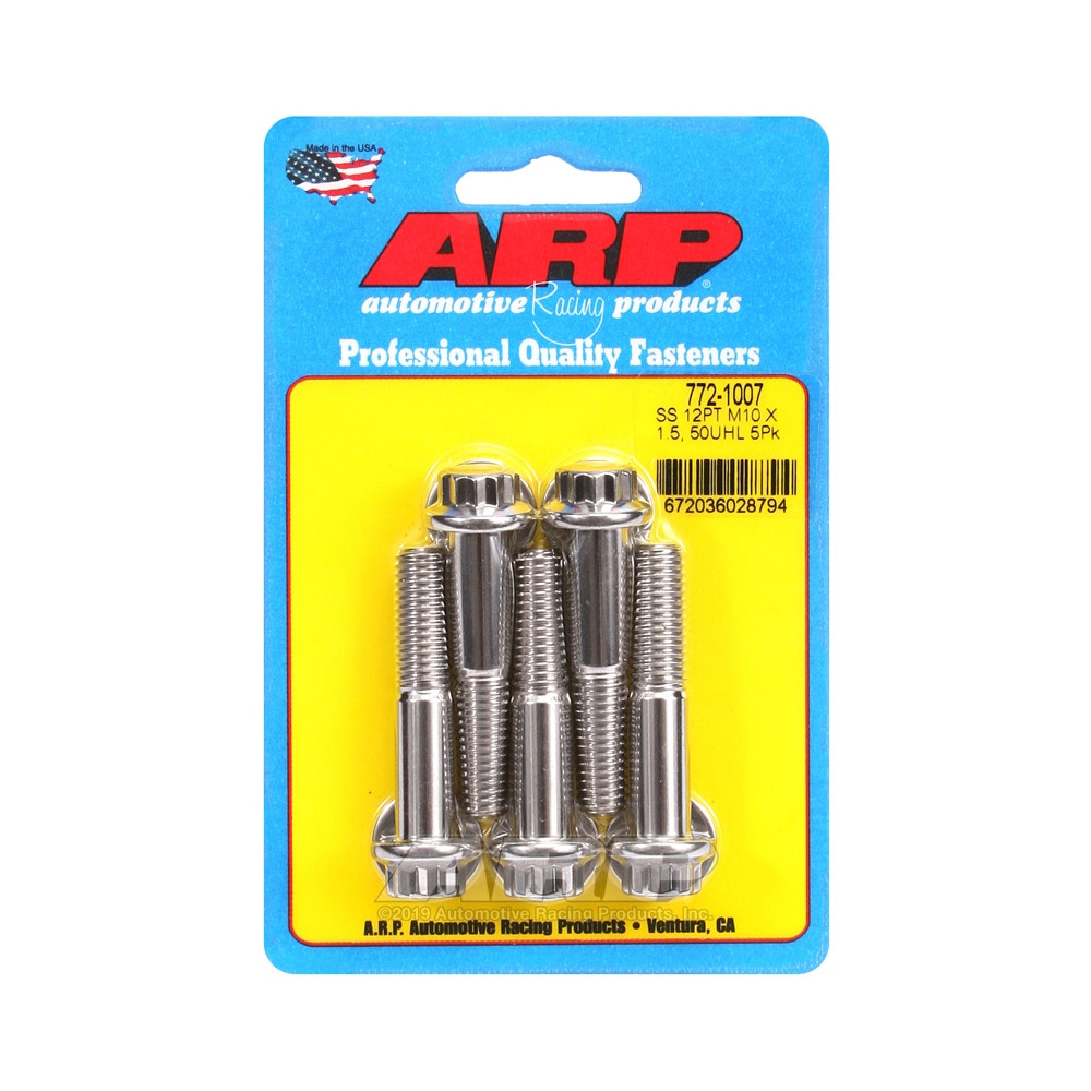 Perno Universal ARP M10 x 1.50 - Acero Inoxidable 12 Pts x5Array