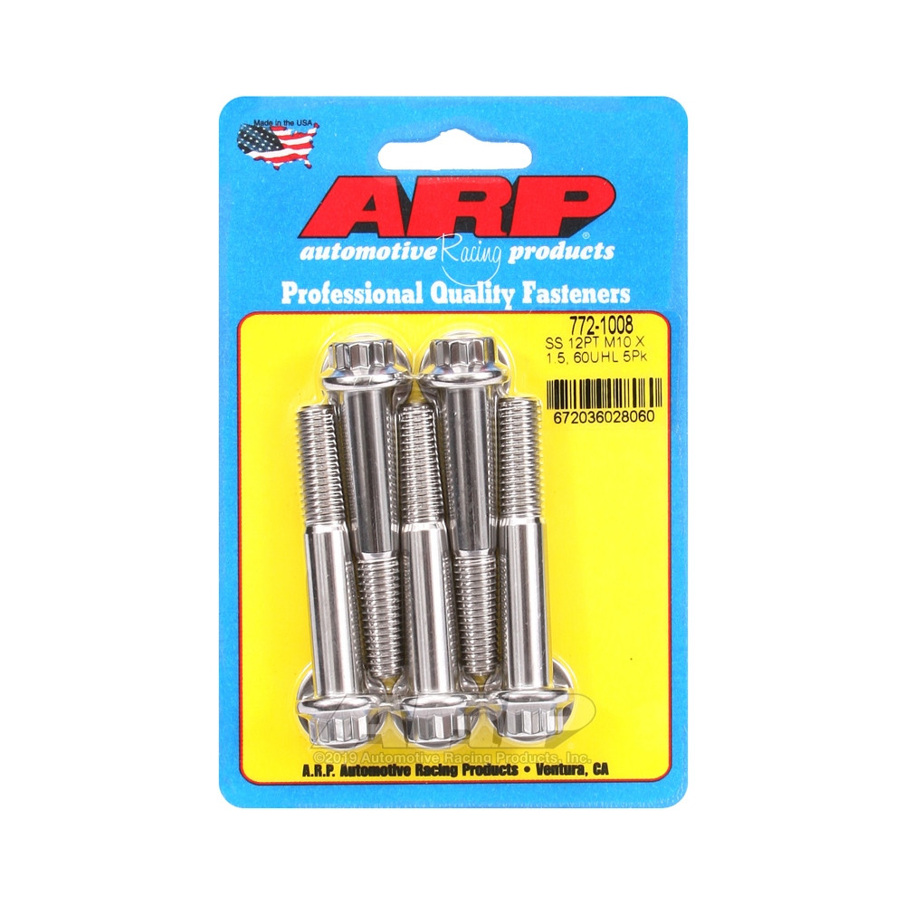 Parafuso Universal ARP M10 x 1.50 - Aço Inoxidável 12 Pts x5Array