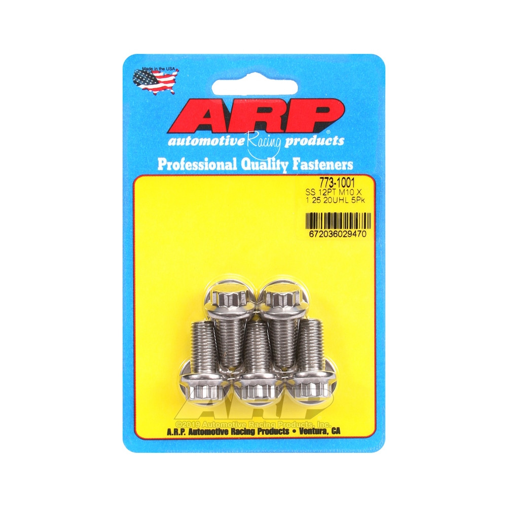 Parafuso Universal ARP M10 x 1.25 - Aço Inoxidável 12 Pts x5Array