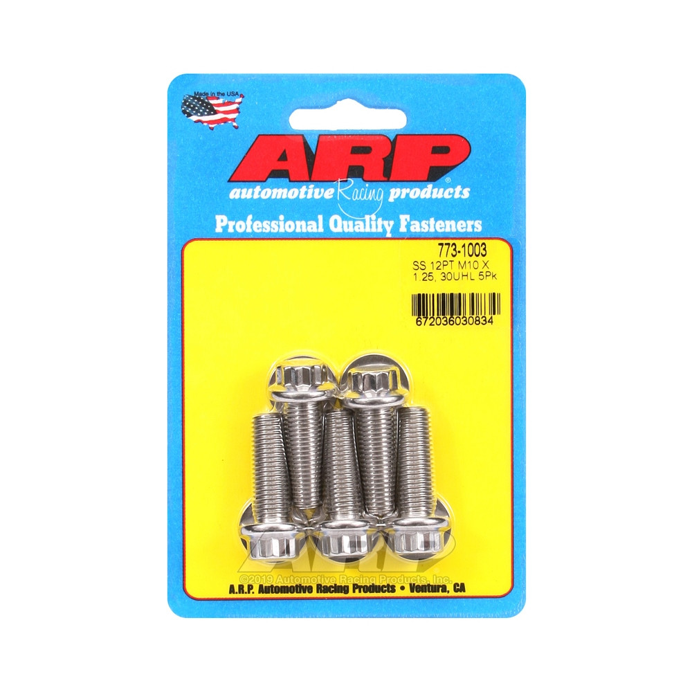Parafuso Universal ARP M10 x 1.25 - Aço Inoxidável 12 Pts x5Array