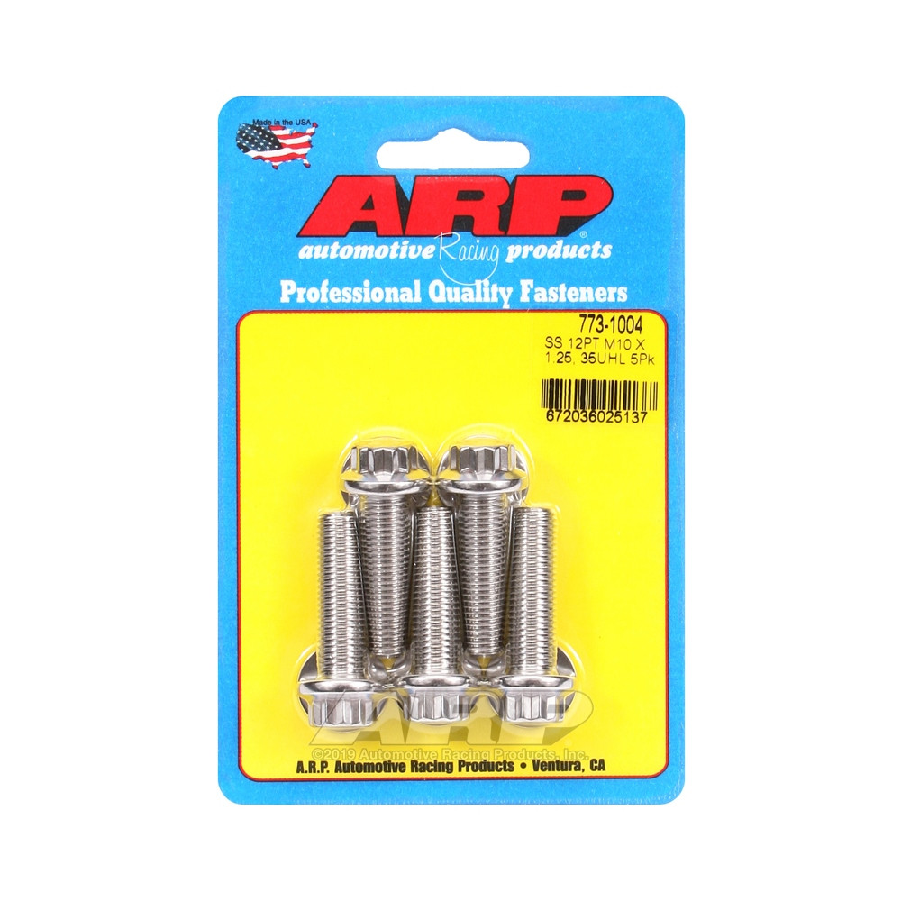 Parafuso Universal ARP M10 x 1.25 - Aço Inoxidável 12 Pts x5Array