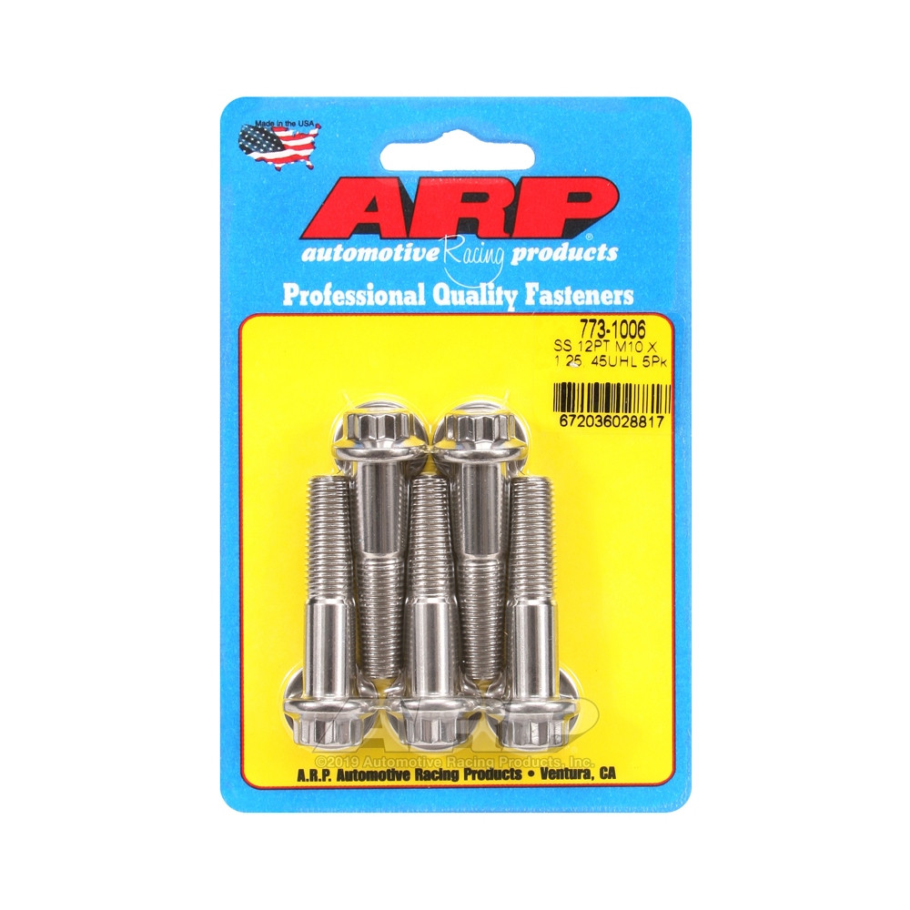 Parafuso Universal ARP M10 x 1.25 - Aço Inoxidável 12 Pts x5Array
