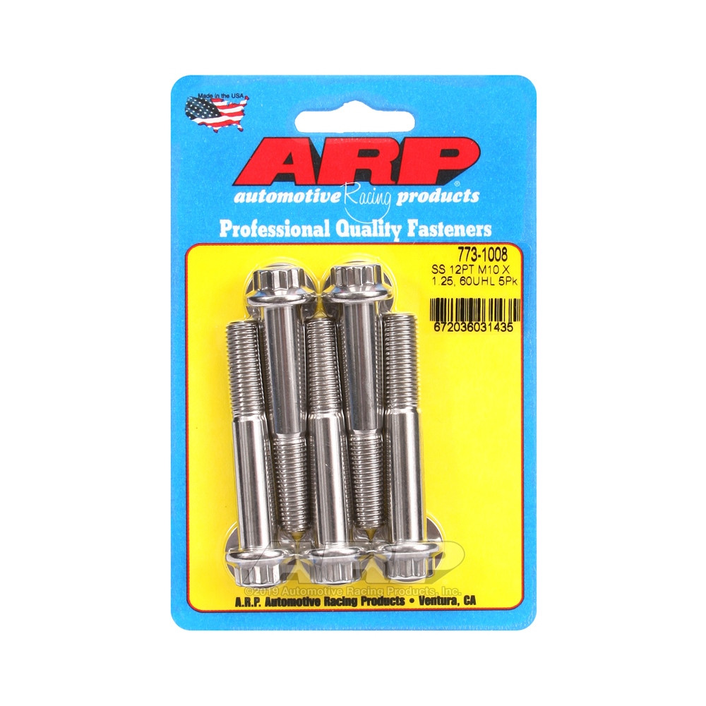 Parafuso Universal ARP M10 x 1.25 - Aço Inoxidável 12 Pts x5Array