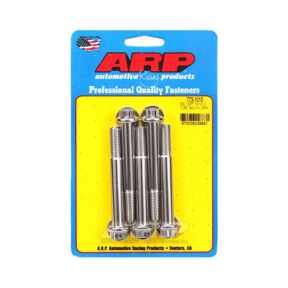 Parafuso Universal ARP M10 x 1.25 - Aço Inoxidável 12 Pts x5Array