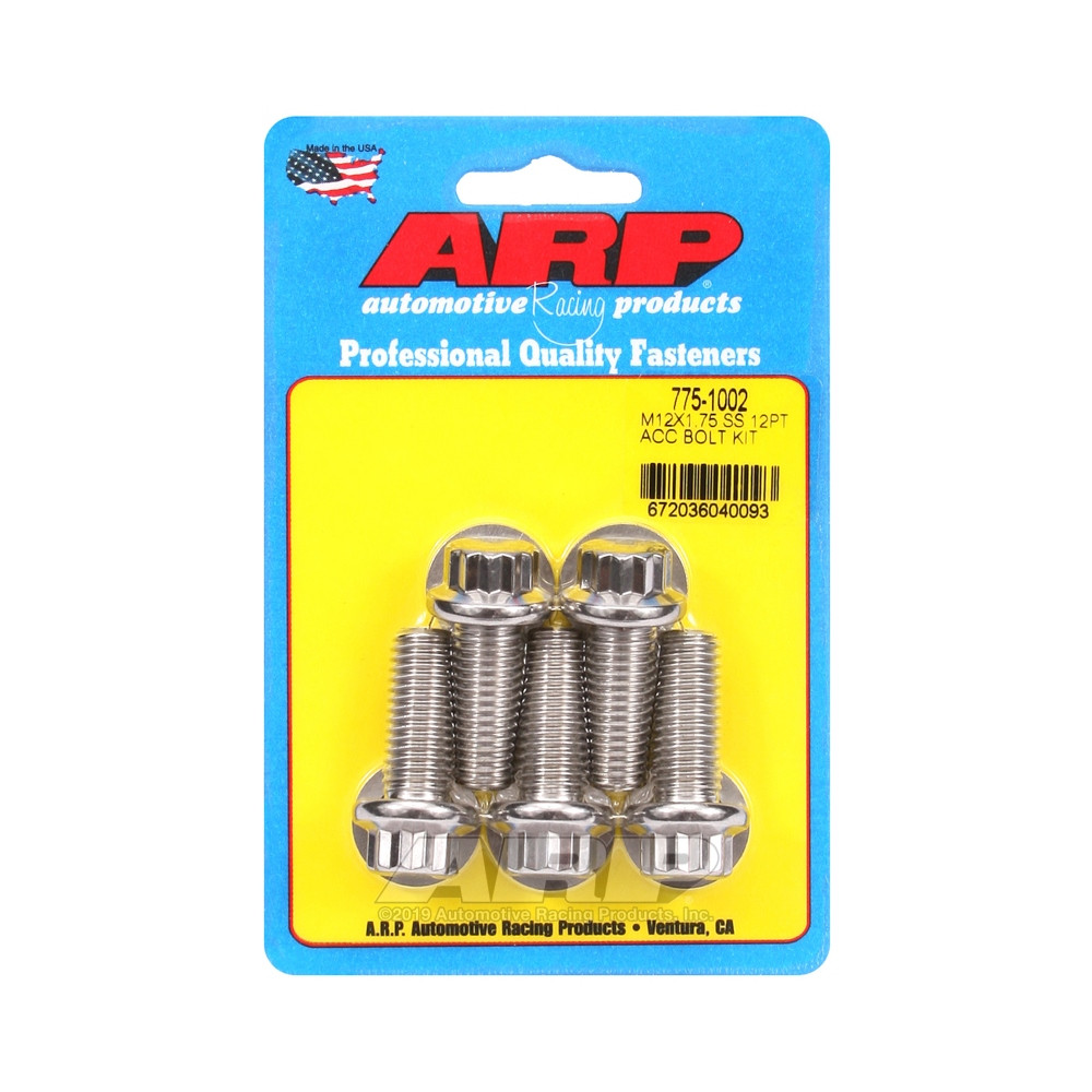 Parafusos universais ARP M12 x 1,75 - Aço inoxidável 12 peças x5Array